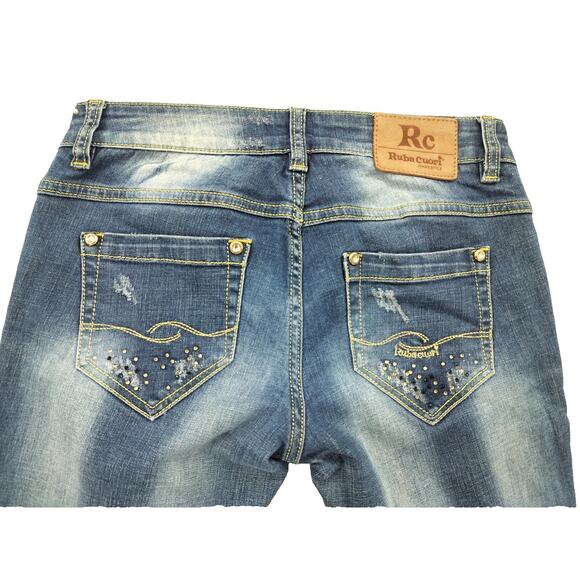 Ruba Cuori Faded Women's Jeans Size S Pistol leg Denim light Blue - Picture 10 of 11